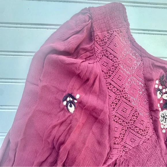 Free People Plum Backless Dress FloralEmbroidered BOHO Artsy Flow Babydoll Sz M - Picture 11 of 16